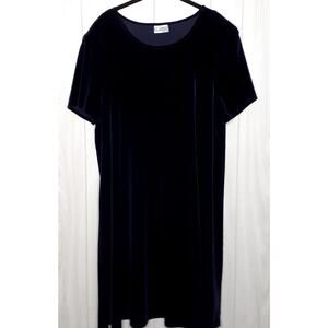 K.C. Spencer Midnight Blue Velvet SHort Sleeve Plus Size Dress Size 2X